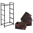 Costway 4-drawer Steel and MDF Dresser Storage Tower in Brown and Black