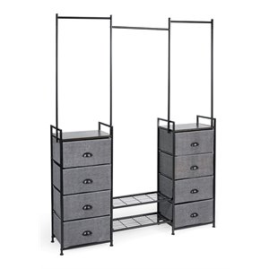 costway 8-drawer iron and fabric multifunctional storage organizer in black/gray