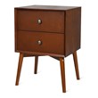 Costway 2-drawer Contemporary MDF and Rubber Wood Nightstand in Brown