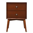 Costway 2-drawer Contemporary MDF and Rubber Wood Nightstand in Brown