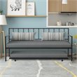 Costway Steel and MDF Twin Trundle Platform Daybed with 4 Casters in Black