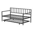 Costway Steel and MDF Twin Trundle Platform Daybed with 4 Casters in Black