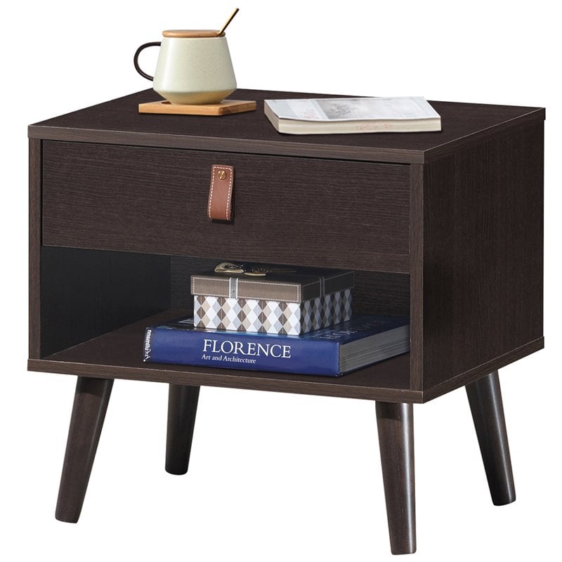 Costway Contemporary Chipboards and MDF Multifunctional Nightstand in Espresso