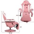 Costway PU Leather and Iron Swivel Massage Gaming Chair with Pillow in Pink