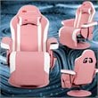 Costway PU Leather and Iron Swivel Massage Gaming Chair with Pillow in Pink