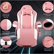 Costway PU Leather and Iron Swivel Massage Gaming Chair with Pillow in Pink