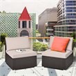 Costway 2-piece Rattan Patio Armless Sofa Furniture Set w/ Cushion in Brown