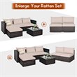 Costway 2-piece Rattan Patio Armless Sofa Furniture Set w/ Cushion in Brown