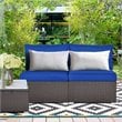 Costway 2-piece Rattan Patio Armless Sofa Furniture Set with Cushion in Navy