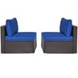 Costway 2-piece Rattan Patio Armless Sofa Furniture Set with Cushion in Navy