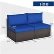 Costway 2-piece Rattan Patio Armless Sofa Furniture Set with Cushion in Navy