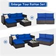 Costway 2-piece Rattan Patio Armless Sofa Furniture Set w/ Cushion in Navy