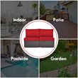 Costway 2-piece Rattan Patio Armless Sofa Furniture Set with Cushion in Red