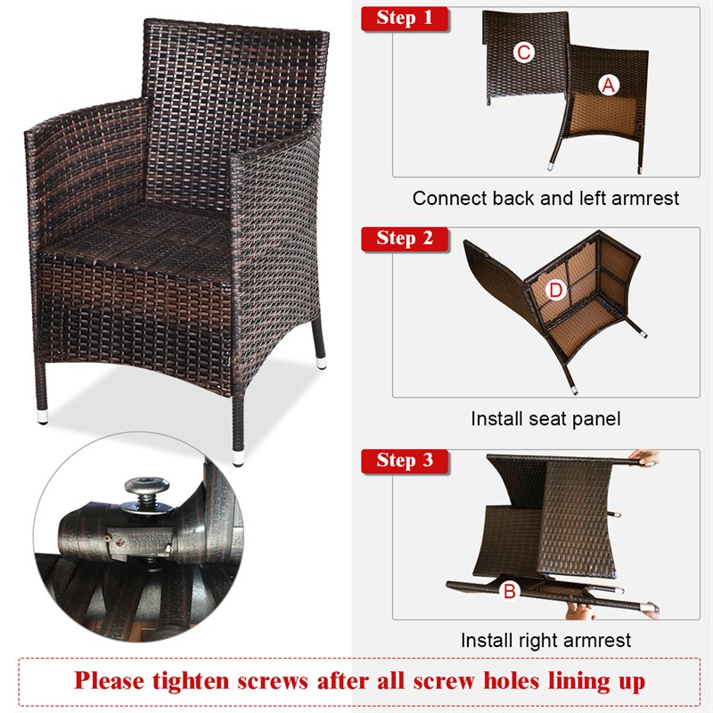 Costway 3-piece PE Rattan Outdoor Wicker Furniture Sets Chairs in Beige