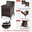 Costway 3-piece PE Rattan Outdoor Wicker Furniture Sets Chairs in Beige
