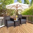 Costway 3-piece PE Rattan Outdoor Wicker Furniture Sets Chairs in Gray
