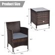 Costway 3-piece PE Rattan Outdoor Wicker Furniture Sets Chairs in Gray