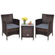 Costway 3-piece PE Rattan Outdoor Wicker Furniture Sets Chairs in Gray