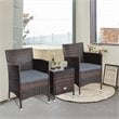 Costway 3-piece PE Rattan Outdoor Wicker Furniture Sets Chairs in Gray