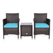 Costway 3-piece PE Rattan Outdoor Wicker Furniture Sets Chairs in Blue