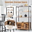 Costway MDF and Steel Bathroom Bookcase with 4 Tier Shelves in Brown and Black
