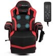 Costway PU Leather and Iron Swivel Massage Gaming Chair in Red