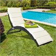 Costway Rattan Cushioned Portable Folding Patio Lounge Chair in Black