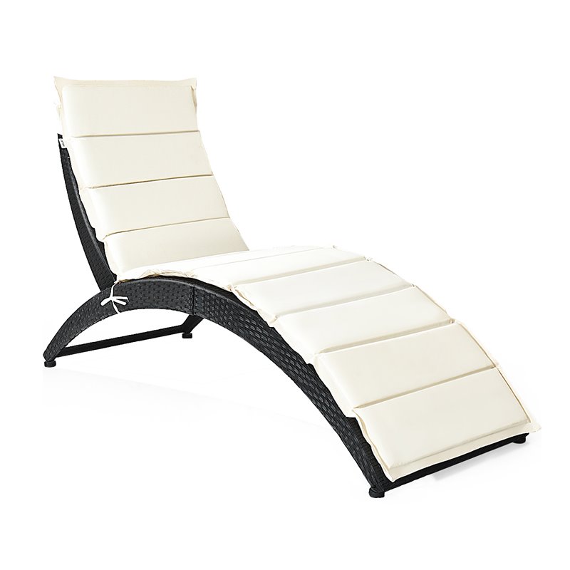 Costway Rattan Cushioned Portable, Portable Patio Lounge Chairs