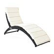 Costway Rattan Cushioned Portable Folding Patio Lounge Chair in Black