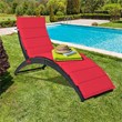 Costway Rattan Cushioned Portable Folding Patio Lounge Chair in Red