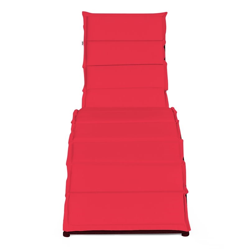 Costway Rattan Cushioned Portable Folding Patio Lounge Chair in Red