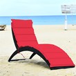 Costway Rattan Cushioned Portable Folding Patio Lounge Chair in Red