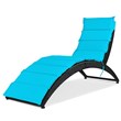 Costway Rattan Cushioned Portable Folding Patio Lounge Chair in Turquoise
