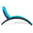 Costway Rattan Cushioned Portable Folding Patio Lounge Chair in Turquoise