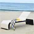 Costway Rattan Adjustable Cushioned Back Patio Lounge Chair in White