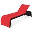 Costway Rattan Adjustable Cushioned Back Patio Lounge Chair in Red