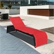 Costway Rattan Adjustable Cushioned Back Patio Lounge Chair in Red