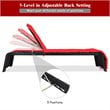 Costway Rattan Adjustable Cushioned Back Patio Lounge Chair in Red