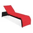 Costway Rattan Adjustable Cushioned Back Patio Lounge Chair in Red