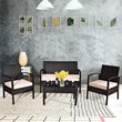 Costway 4-piece PE Rattan Patio Furniture Set with Cushioned Seat in Brown