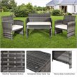 Costway 4-piece Rattan Patio Furniture Set with Padded Cushions in Mix Gray