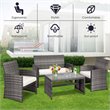 Costway 4-piece Rattan Patio Furniture Set with Padded Cushions in Mix Gray