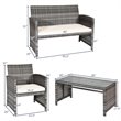 Costway 4-piece Rattan Patio Furniture Set with Padded Cushions in Mix Gray