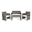 Costway 4-piece Rattan Patio Furniture Set with Padded Cushions in Mix Gray