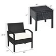 Costway 3-piece Rattan Patio Furniture Set with Seat Cushions in Black