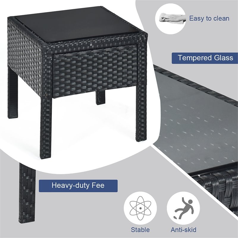 Costway 3-piece Rattan Patio Furniture Set with Seat Cushions in Gray/Black