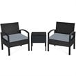Costway 3-piece Rattan Patio Furniture Set with Seat Cushions in Gray/Black