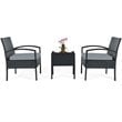 Costway 3-piece Rattan Patio Furniture Set with Seat Cushions in Gray/Black