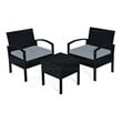 Costway 3-piece Rattan Patio Furniture Set with Seat Cushions in Gray/Black