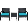Costway 3-piece Rattan Patio Furniture Set with Seat Cushions in Turquoise